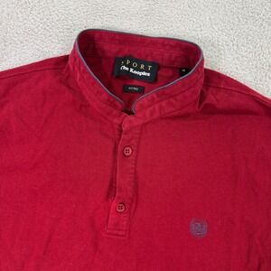 The Kooples Sport Polo Shirt Mandarin Collar Fitted Casual Top Red Mens‎ Medium